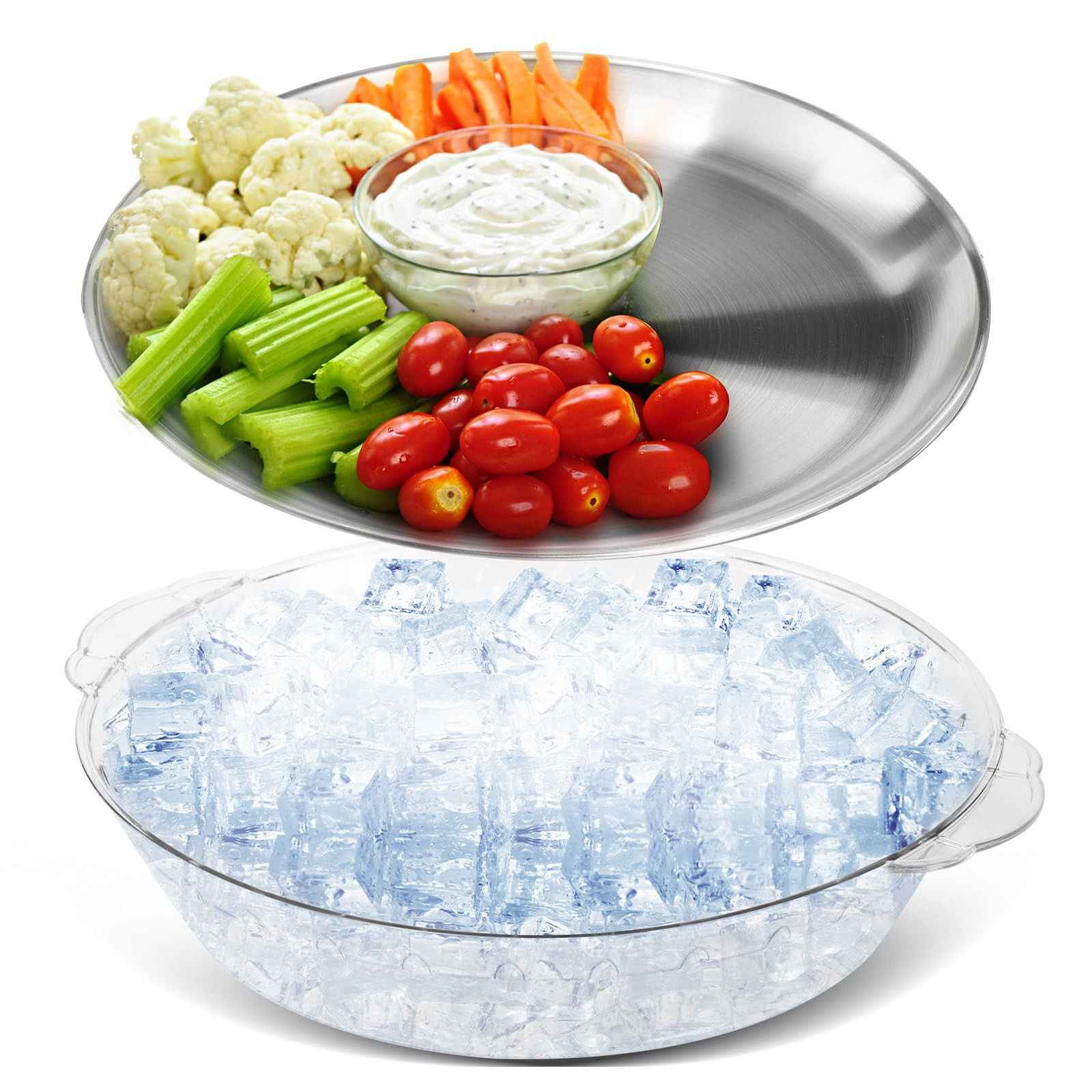 Baderke 1 Set 11.8" Chilled Serving Tray for Parties with Compartments Ice Chilled Party Platter ... | Amazon (US)