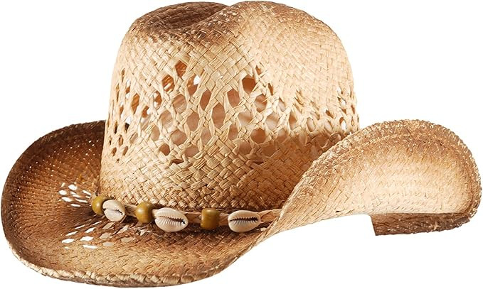 Straw Cowboy Cowgirl Hats for Women Men Summer Beach Sun Hat Panama Wide Brim Western Hat | Amazon (US)