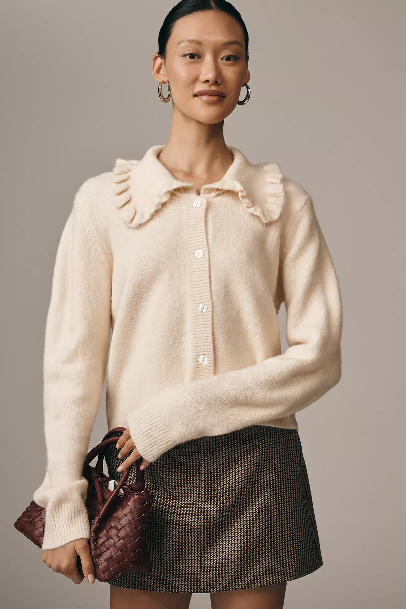The Ainsley Ruffle-Collar Cardigan Sweater by Self Contrast | Anthropologie (US)