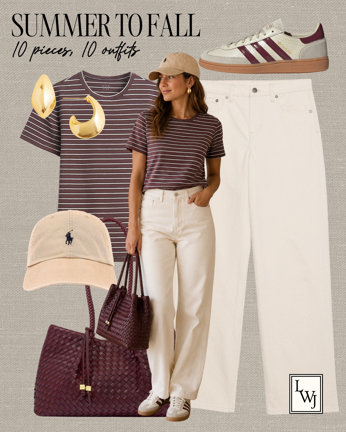 transitional summer outfits 

casual chic style / style over 30 / mom outfits / outfit inspo / striped tee / banana republic ecru jeans / polo ralph lauren chino hat / katie loxton tote / adidas sneakers / park outfit

#LTKootd #LTKSeasonal