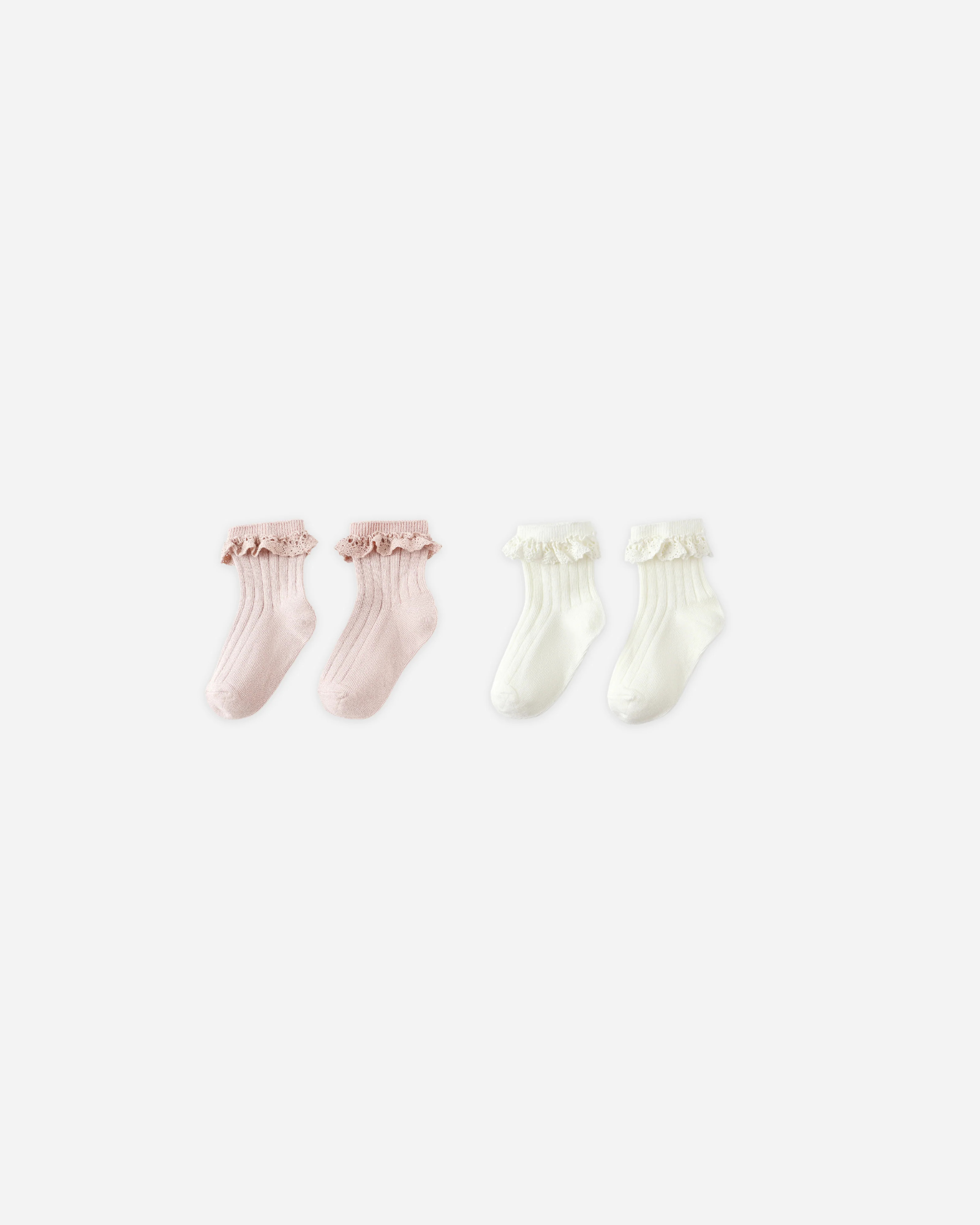 Lace Trim Socks, 2-pack || Blush, Ivory | Rylee + Cru