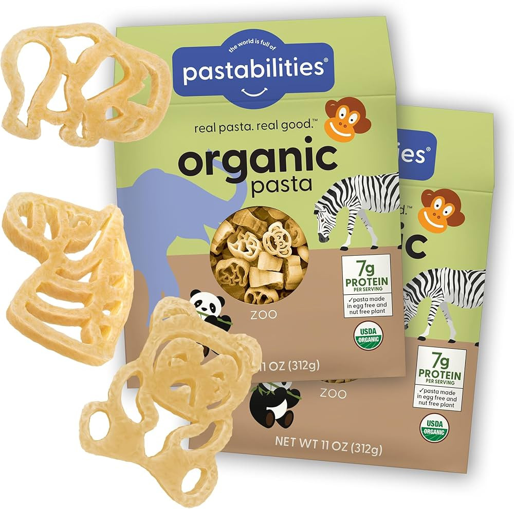 Pastabilities Organic Kids Pasta, Fun Zoo Shaped Noodles, Non-GMO Natural Wheat Pasta (11 oz, 2 P... | Amazon (US)