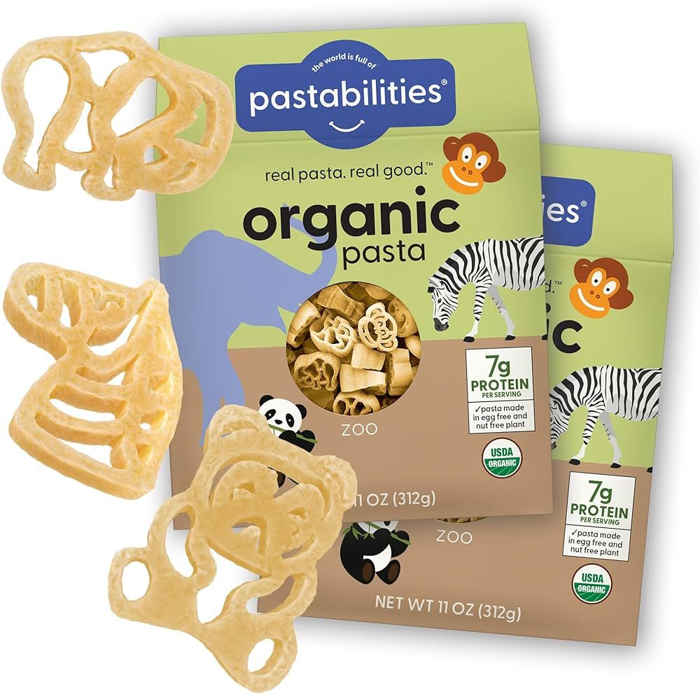 Pastabilities Organic Kids Pasta, Fun Zoo Shaped Noodles, Non-GMO Natural Wheat Pasta (11 oz, 2 P... | Amazon (US)