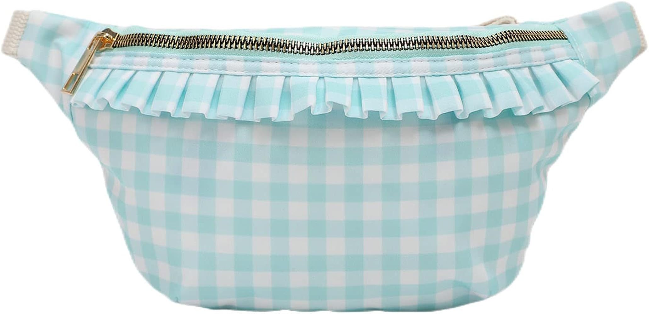 EMBRUNIOICE Belt Bag for Women Gingham Ruffle Crossbody Fanny Pack with Adjustable Strap,Fashion ... | Amazon (US)