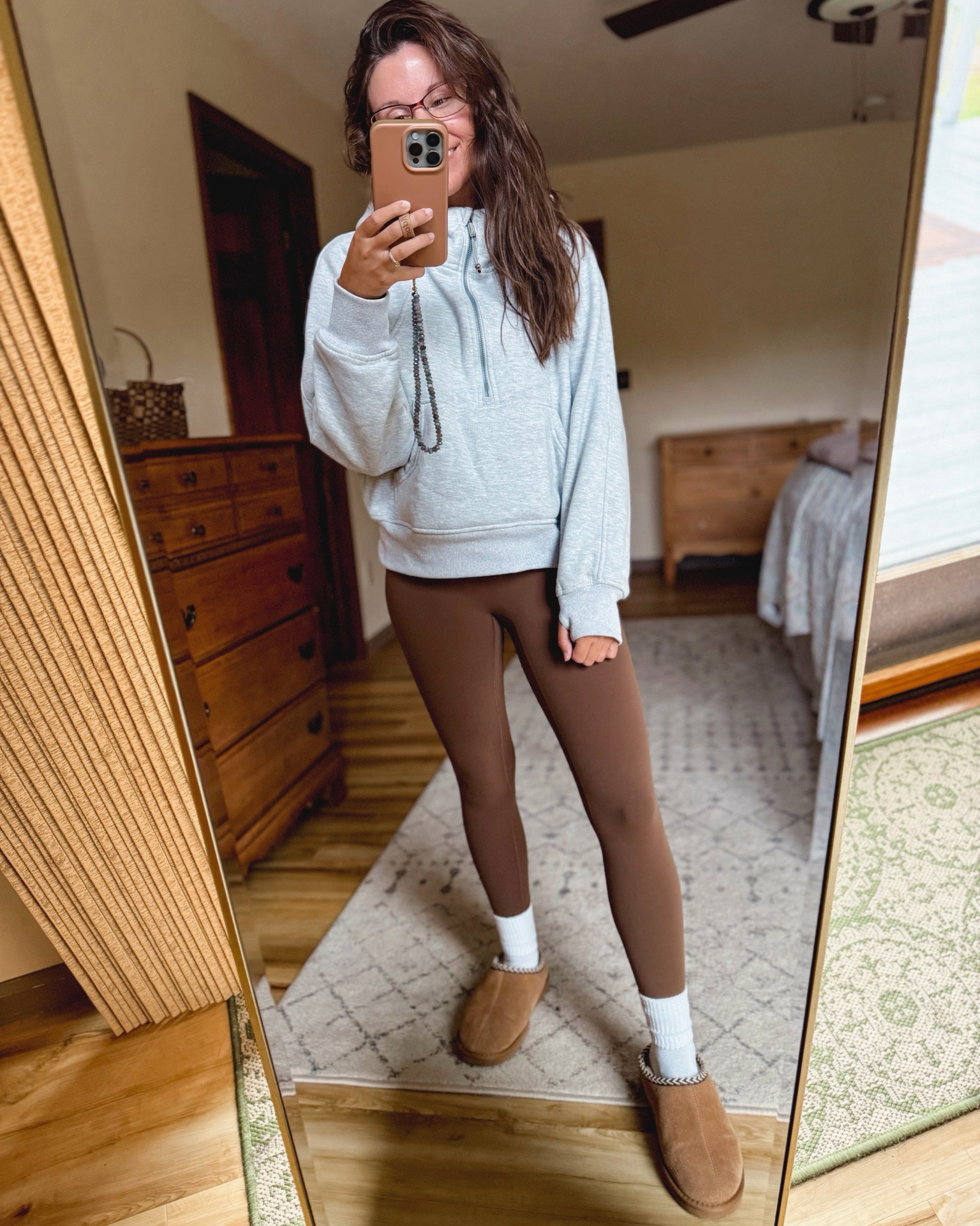 wearing a size small in my tee, a size small in my hoodie and a size xs, 25” inseam in the color cocoa in my leggings. 

My bearpaw slipper shoes are true to size, size 6.

#LTKSeasonal #LTKPetite #LTKgrwm
