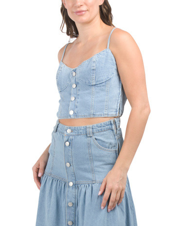 Denim Button Front Bustier Top | TJ Maxx