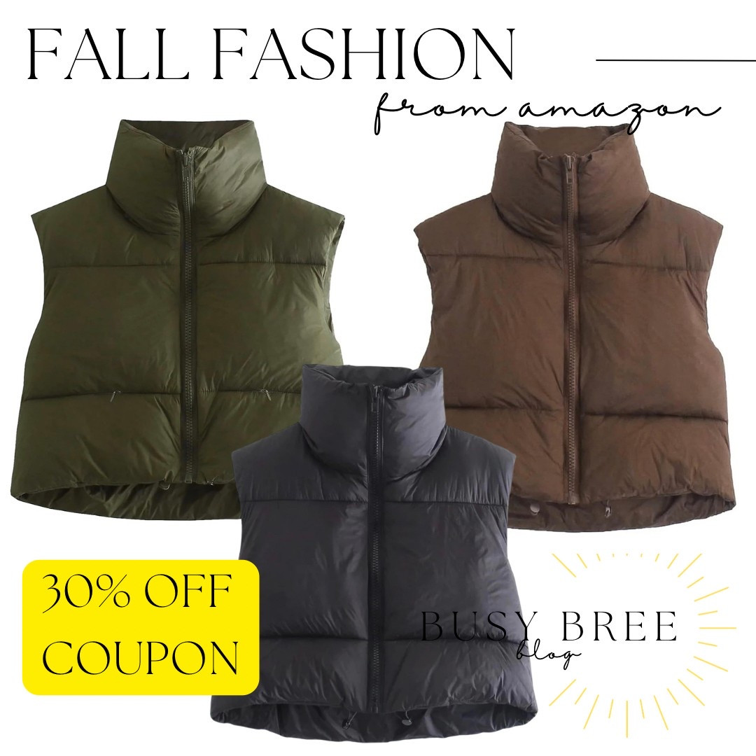 Amazon puffer vest on sale, fall fashion from Amazon, casual fall outfit, black vest, brown vest, cropped vest, fall jacket, fall layering 

#LTKSeasonal #LTKActive #LTKSaleAlert
