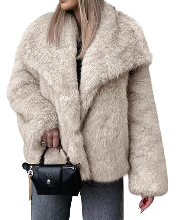 Cicy Bell Womens Faux Fur Coat Winter Shaggy Casual Oversized Lapel Jackets Warm Fuzzy Outerwear | Amazon (US)