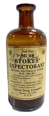 Antique Medicine Bottle Amber Glass Stokes' Expectorant United Drug Co. | eBay US
