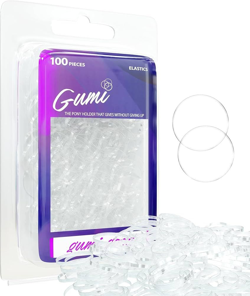 Gumi 3/4 Inch Small Clear Hair Elastics - 100 Ouchless No Damage Clear Elastic Hair Bands - Mini ... | Amazon (US)