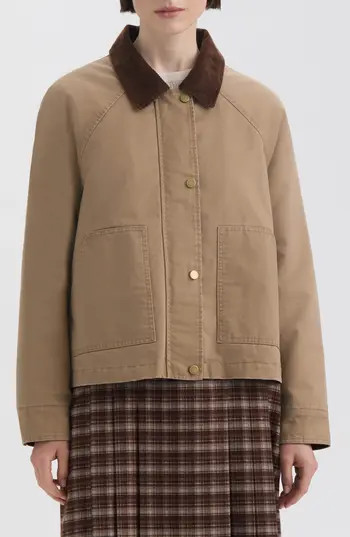 Hunter Corduroy Collar Raglan Sleeve Cotton Barn Jacket in Tan at Nordstrom Rack, Size Small | Nordstrom Rack