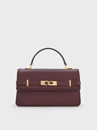 Arlet Belted Top Handle Bag
    
         - Wineberry Red | Charles & Keith US