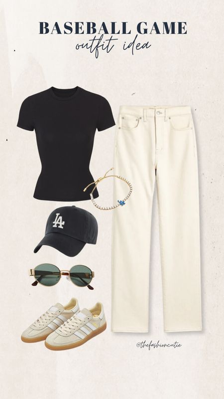 Baseball game outfit you’ll actually wear. I love this fit SM! You can never go wrong with straight leg jeans and a basic tee. Pair with neutral sambas a hat and trendy accessories to complete the look.

#LTKfindsunder100 #LTKxMadewell #LTKstyletip