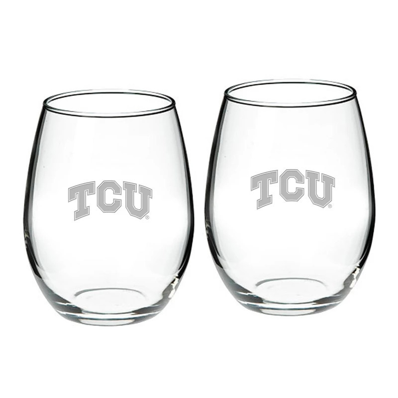 TCU Horned Frogs 2-Piece 21oz Stemless Wine Glass Set | Academy Sports + Outdoors