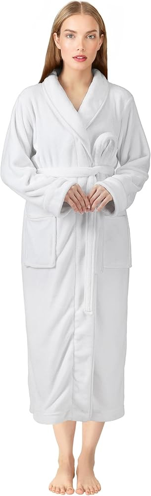 NY Threads Women's Fleece Shawl Collar Bathrobe Plush Long Spa Robe | Amazon (US)