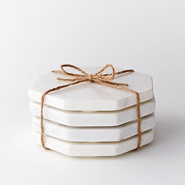 White Marble Octagonal Coasters (Set of 4) | West Elm (US)