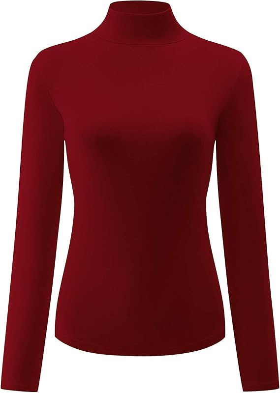 Kindcall Womens Slim Fitted Mock Turtleneck Tops Long Sleeve Lightweight Base Layer Shirts | Amazon (US)