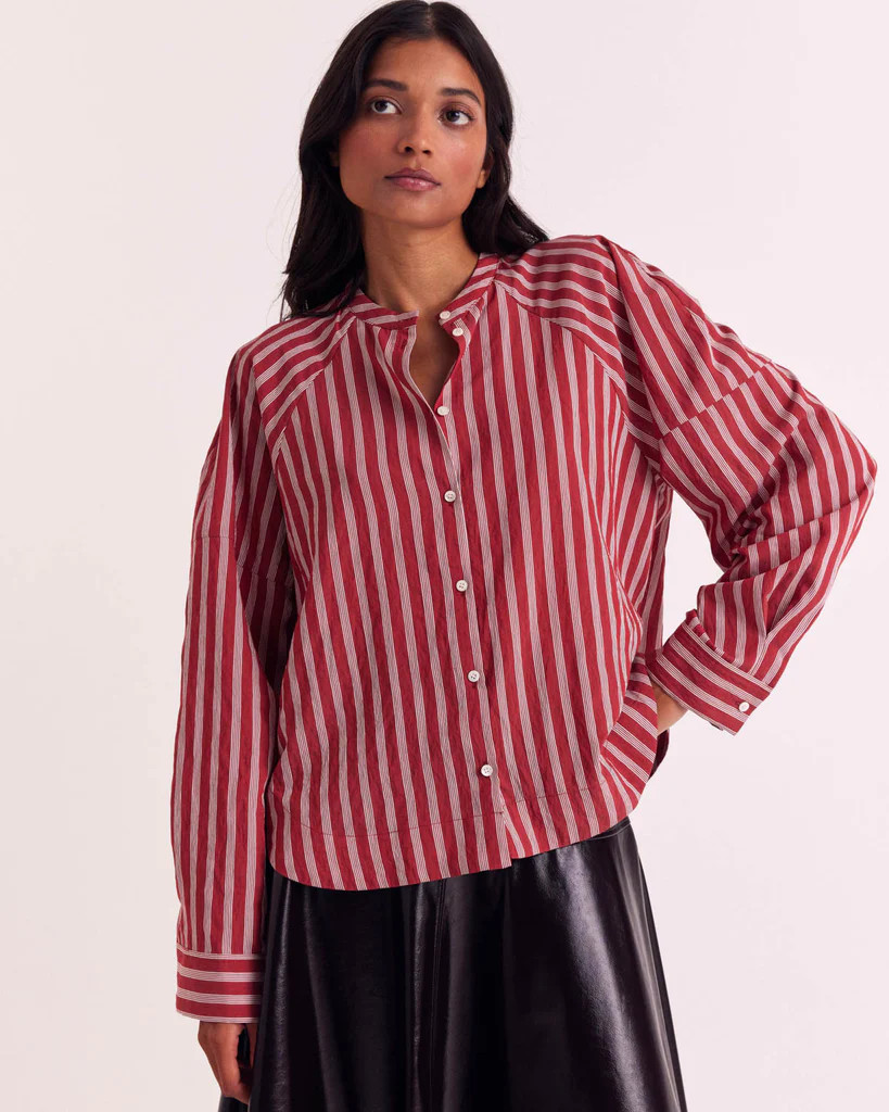 Poppy and White Stripe Joséphine Shirt | Balzac Paris US