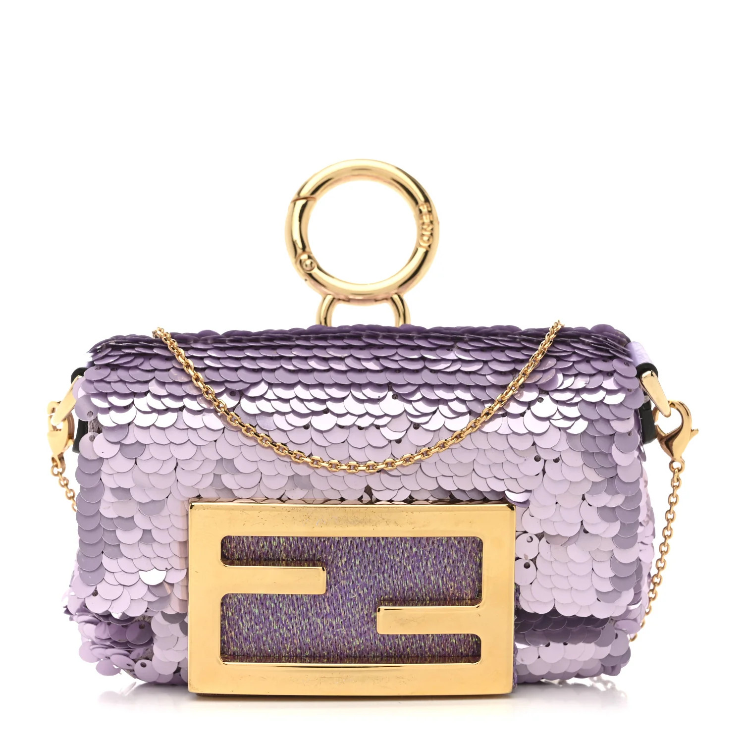 Sequin Paillettes Shiny Nappa Sex and the City Nano Maxi Buckle Baguette Charm Lilla | FASHIONPHILE (US)