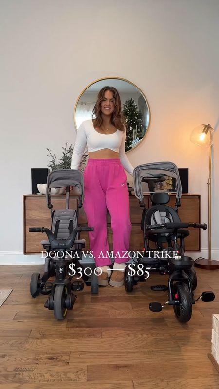 $300 v. $85 - let’s compare!! A trike is PERFECT for the spring and summer weather! 

Overall, I’d go for the Amazon one! The only con is that it doesn’t fold up like the Doona one.... However, we NEVER use that feature and you can easily break the Amazon one down to travel too 

#LTKkids