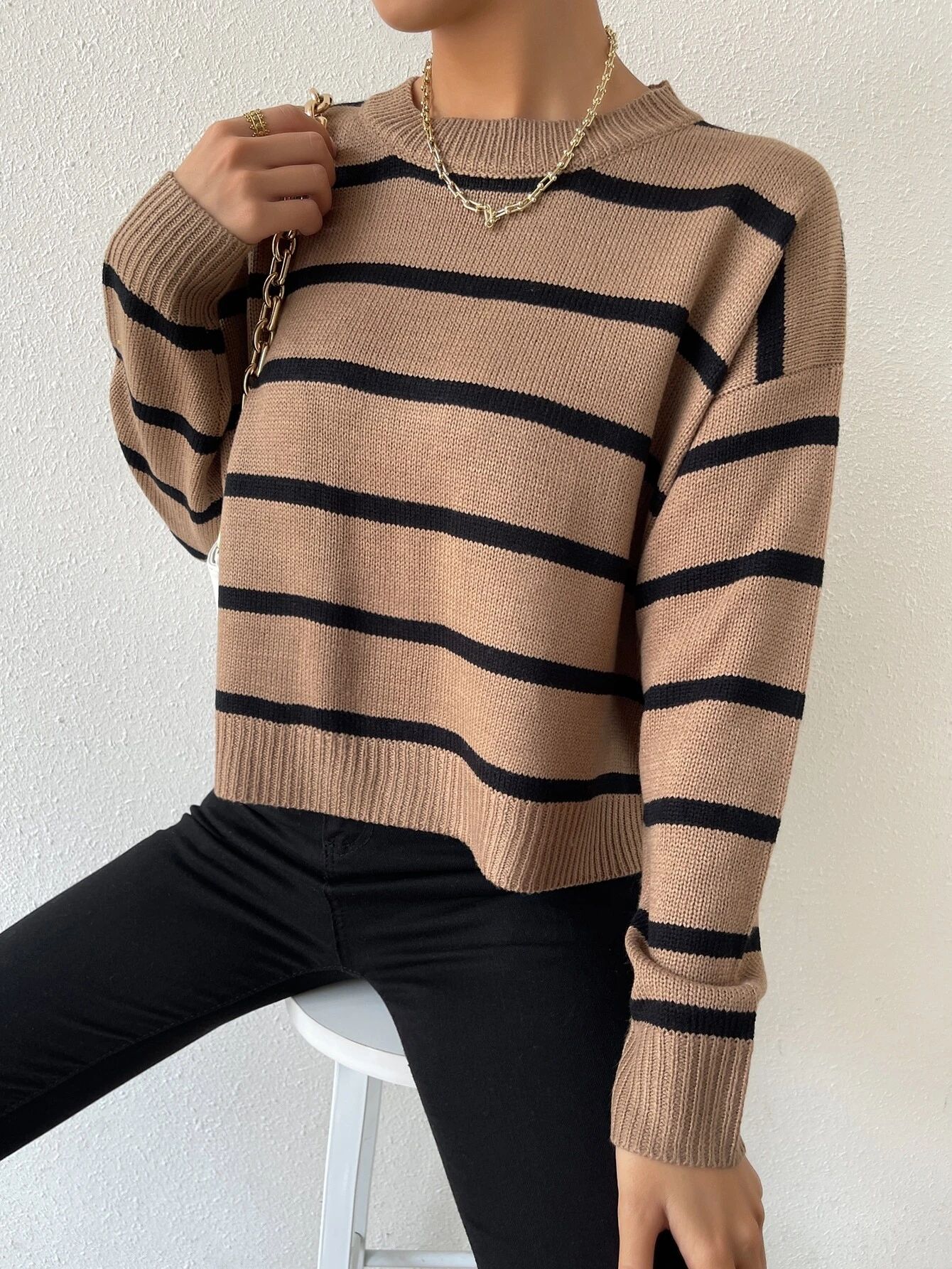 Striped Drop Shoulder Sweater
   
      SKU: sw2203210009903002
          (1000+ Reviews)  
     ... | SHEIN