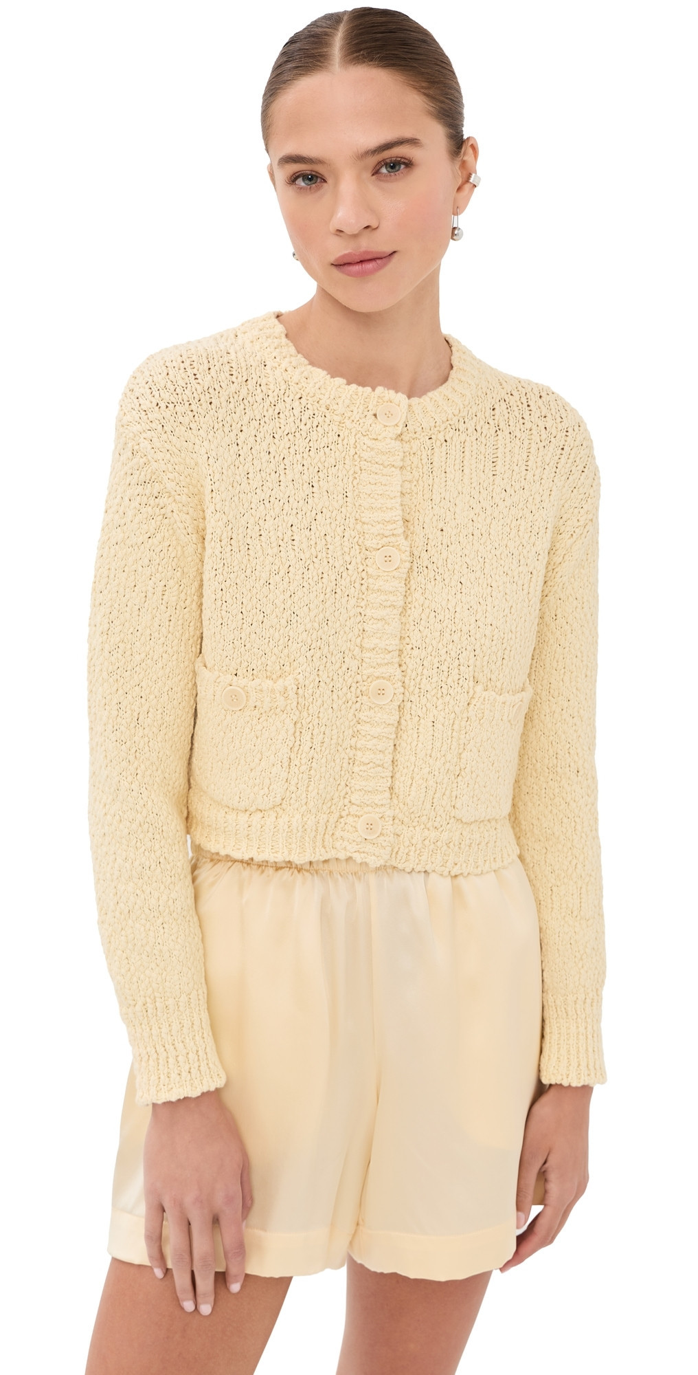 Sablyn Helena Cropped Double Pocket Cardigan Buttercup S | Shopbop