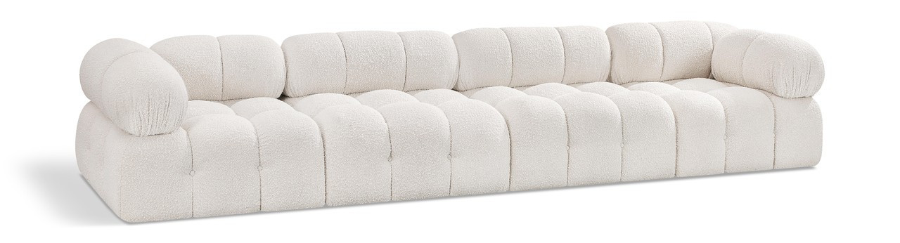 Ames Boucle Fabric 4 Seater Modular Sofa with Arm Support In Cream | 1stopbedrooms