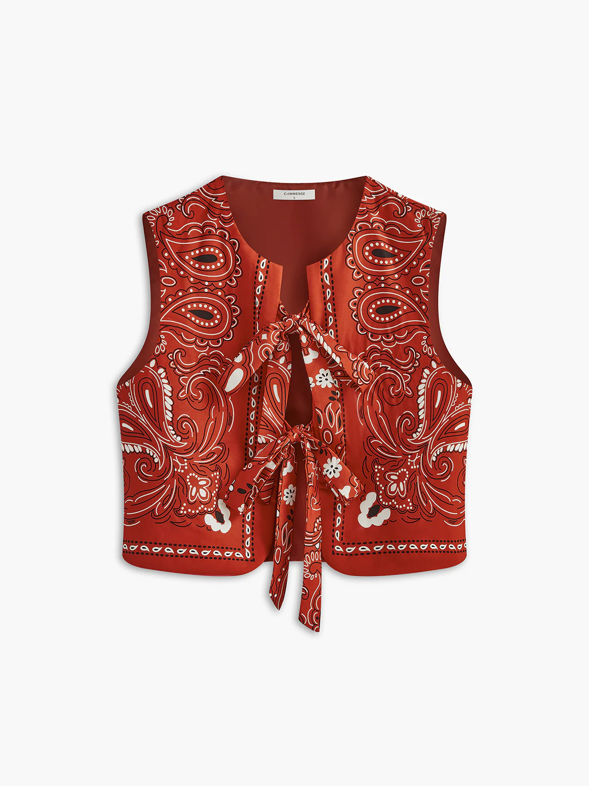 Paisley Printed Tie Front Vest | Commense