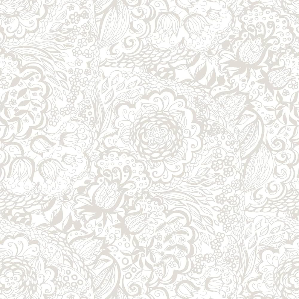 Peel and Stick Wallpaper Boho Grey Wall Paper Grey and White Floral Wallpaper for Bedroom Bathroo... | Amazon (US)