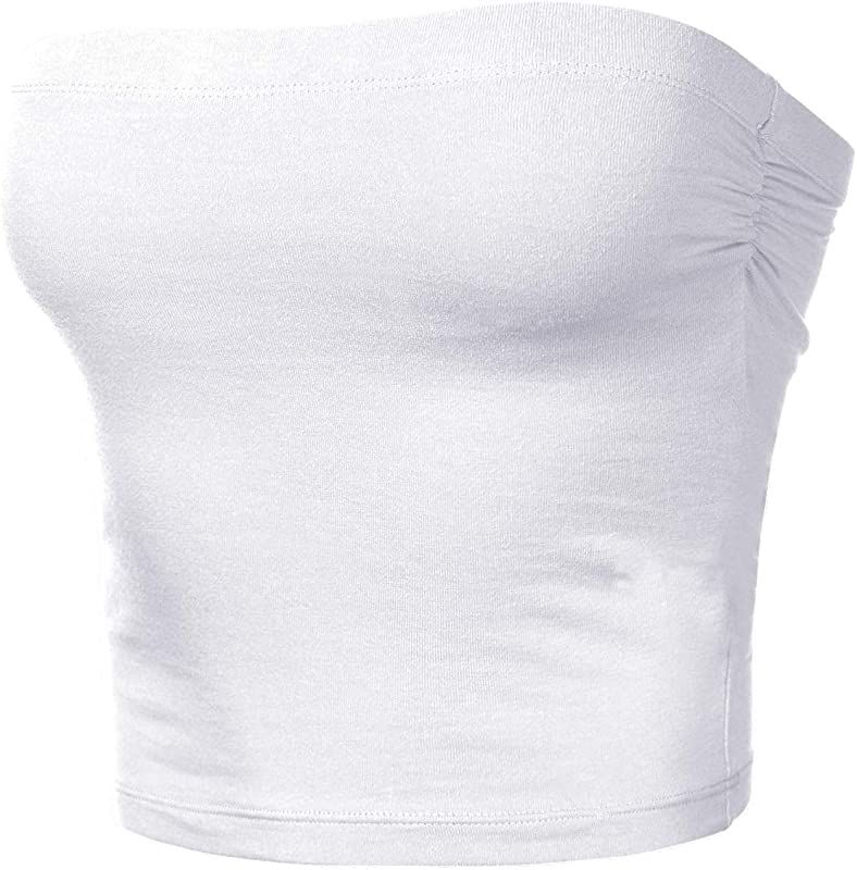 Women's Tube Crop Tops Strapless Cute Sexy Cotton Tops | Amazon (US)