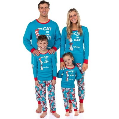 Dr. Seuss Cat In The Hat Book Cover Matching Family 2-Piece Tight Fit Pajama Set (Kid's, 10/12, Medium) Blue | Target