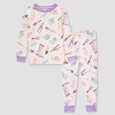 Burt's Bees Baby® Toddler Girls' 2pc Garden Goods Organic Cotton Snug Fit Pajama Set - Purple | Target