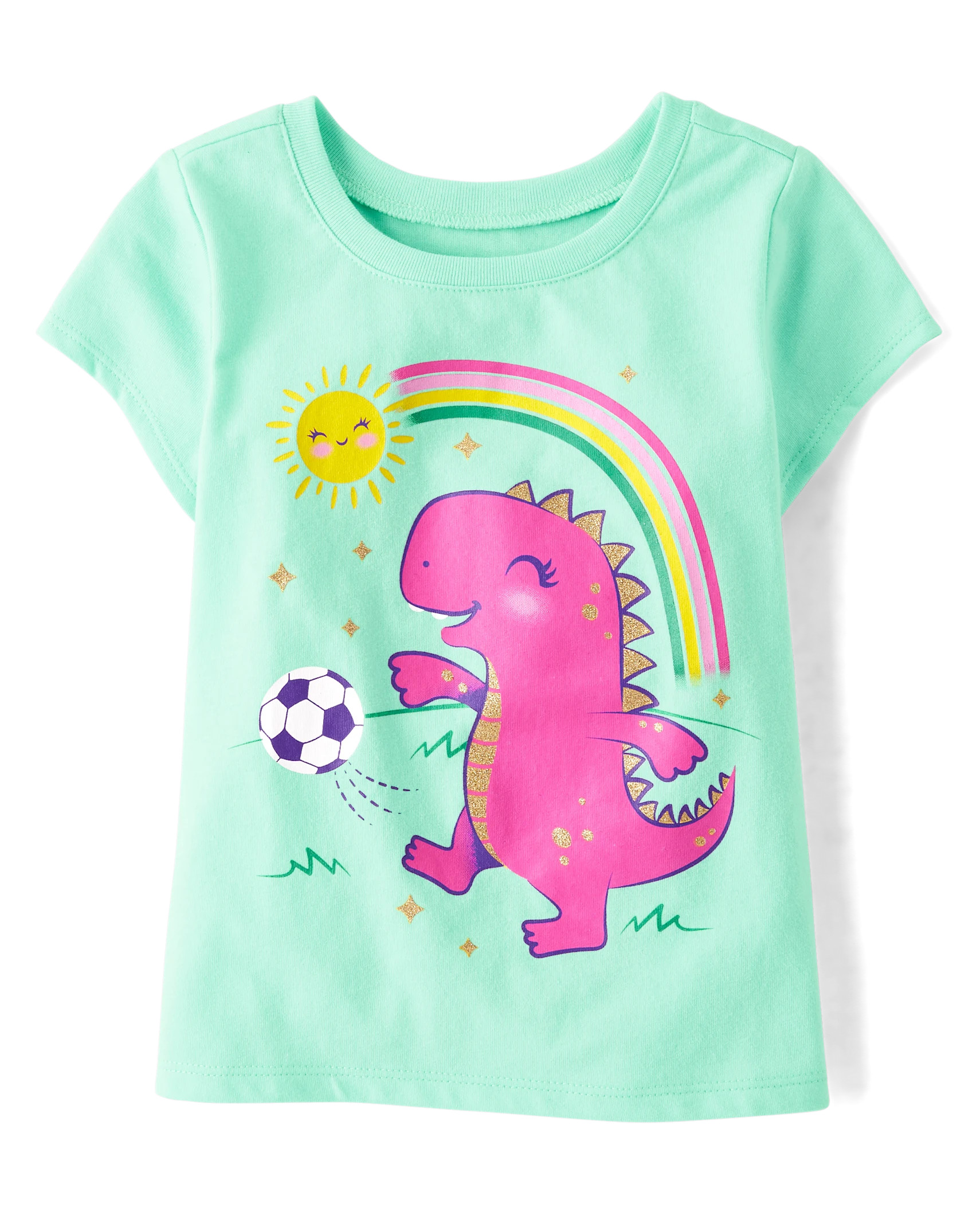 Baby And Toddler Girls Dino Soccer Graphic Tee - mermaids tale | The Children's Place