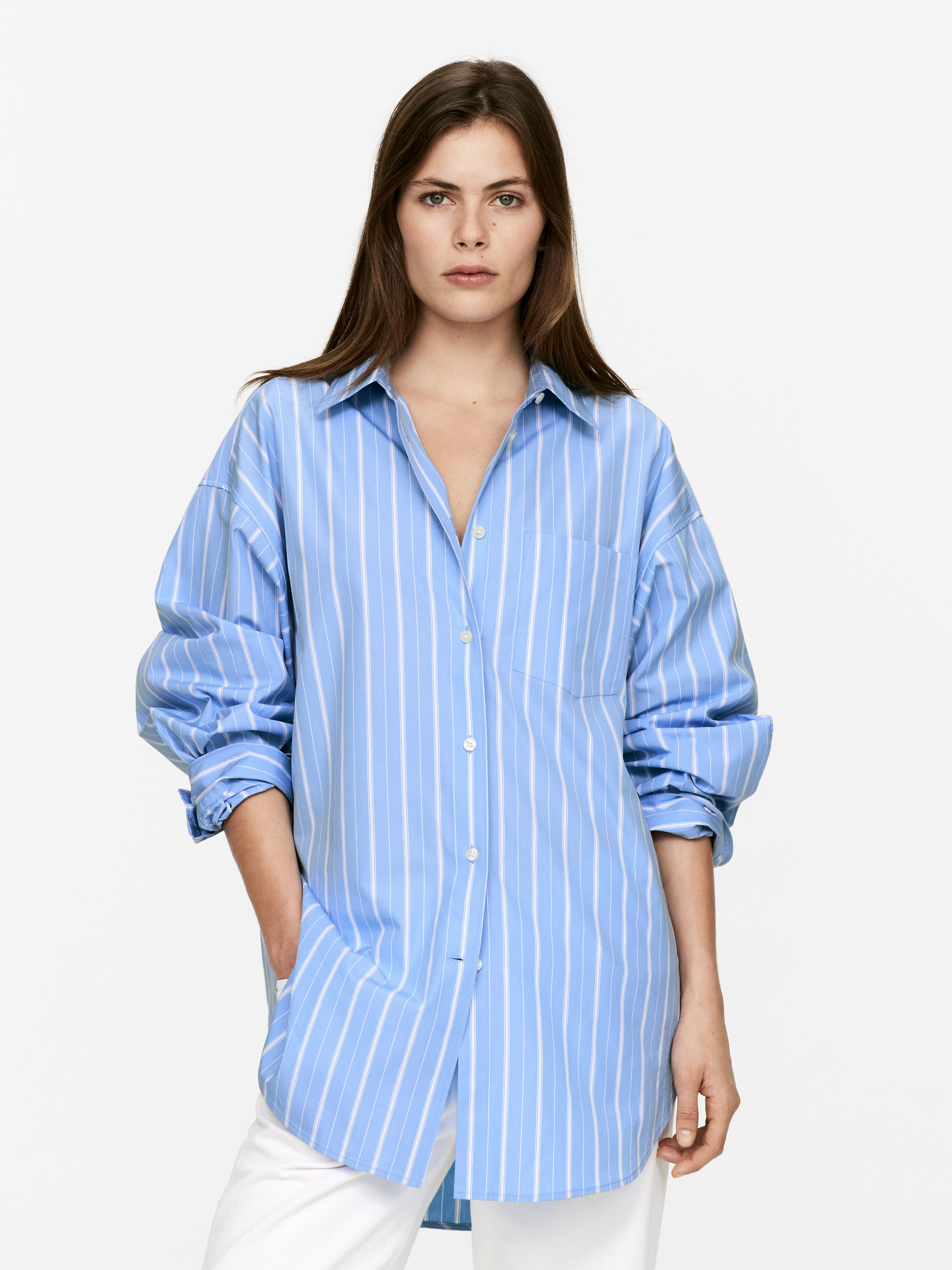 Oversize-Hemd aus Baumwolle – Blau/Weiß – Damen – ARKET DE | Arket EU
