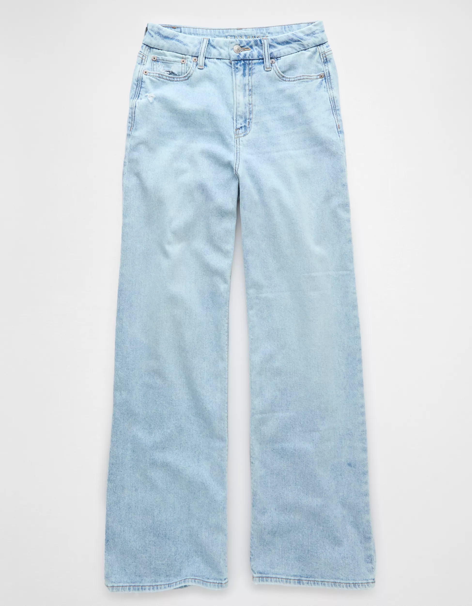 AE Dreamy Drape Stretch Curvy Super High-Waisted Baggy Wide-Leg Jean | American Eagle Outfitters (US & CA)