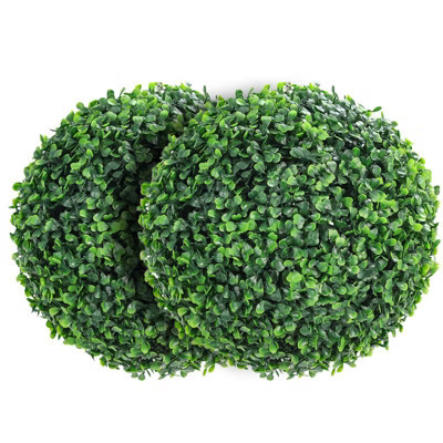 Set of 2 Artificial Boxwood Topiary Balls, Faux Outdoor Green Plant Spheres for Porch, Balcony, Garden, Wedding & Home Decor | Target