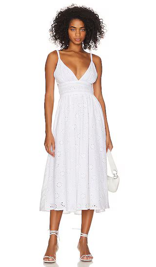 Brenna Midi Dress in Summer White | Revolve Clothing (Global)