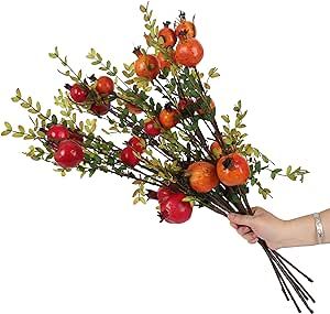 JD ARTIFICIAL PLANTS 4PCS 26 Inch Artificial Pomegranate Branches Fake Greenery Plants for Home D... | Amazon (US)