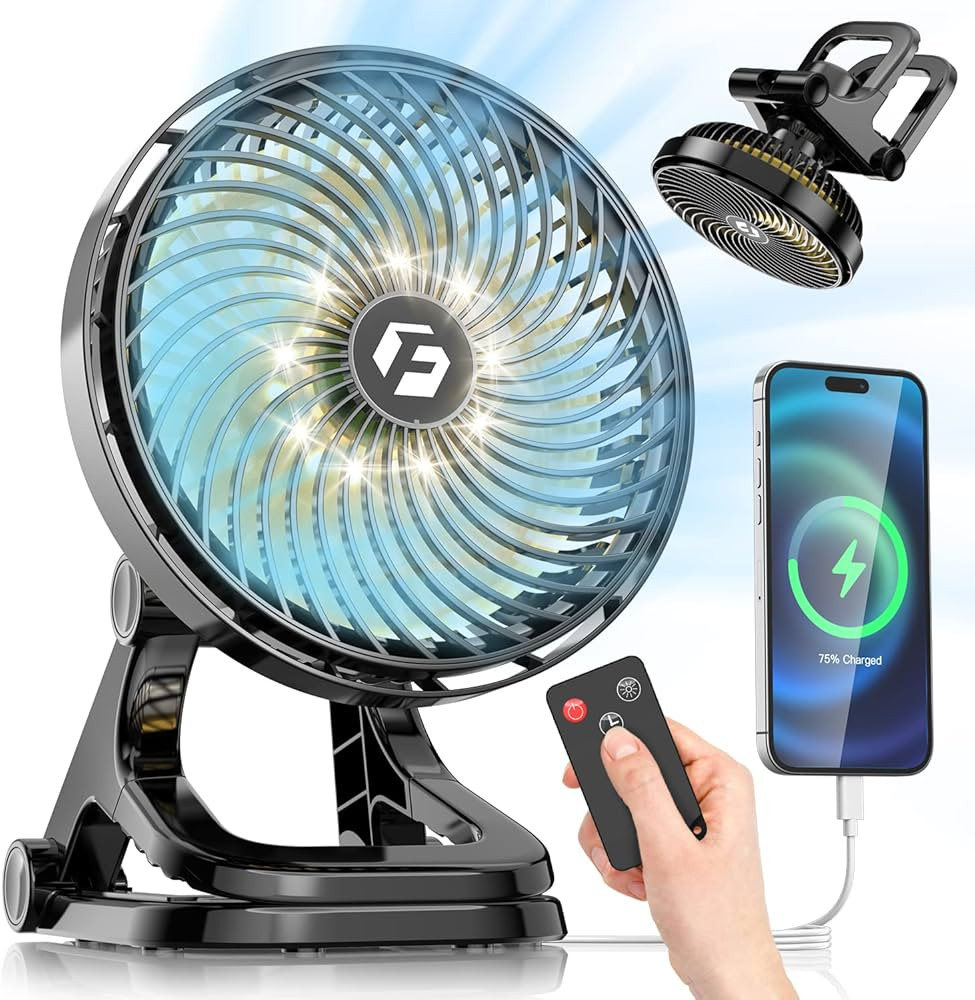 8-inch Large Clip On Fan，ChillGo 12000mAh Portable Fan Battery Rechargeable Fan with 3 Speeds a... | Amazon (US)