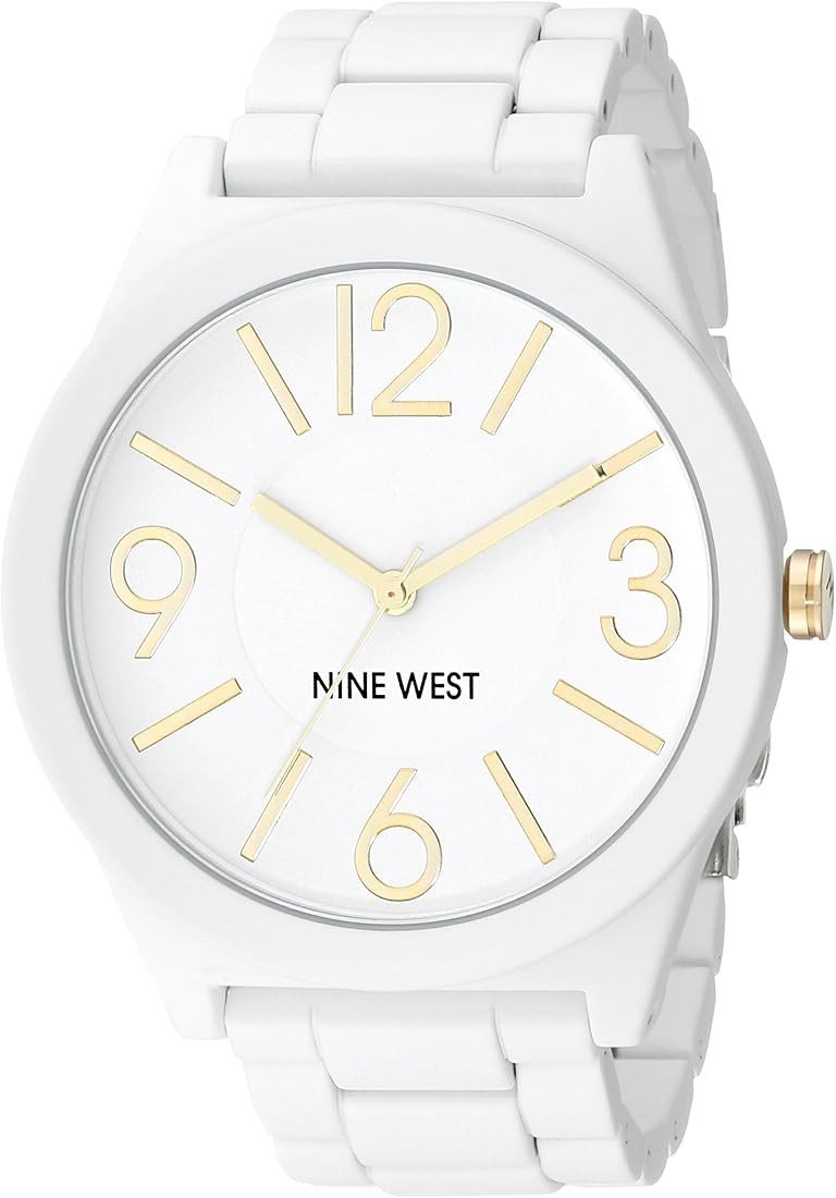 Nine West Women's NW/1678WTWT Matte White Rubberized Bracelet Watch | Amazon (US)