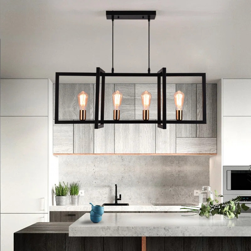 Barines 4 - Light Dimmable Kitchen Island Square / Rectangle Chandelier | Wayfair North America