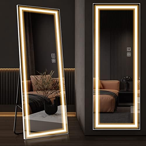 Dutsekk 65"x22" Full Length Mirror with Lights Standing, Full Body Mirror with Lights for Bedroom, D | Amazon (US)
