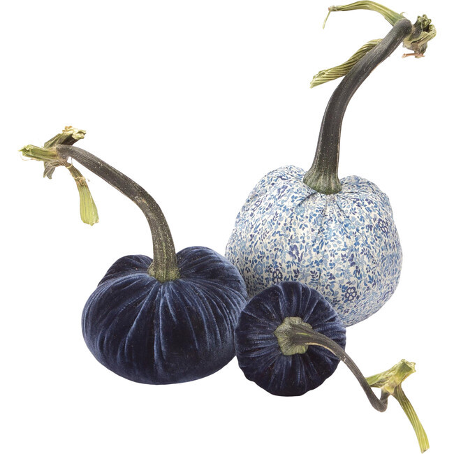 Hot Skwash | Liberty Pumpkin Trio, Blue Floral | Silk | Maisonette | Maisonette