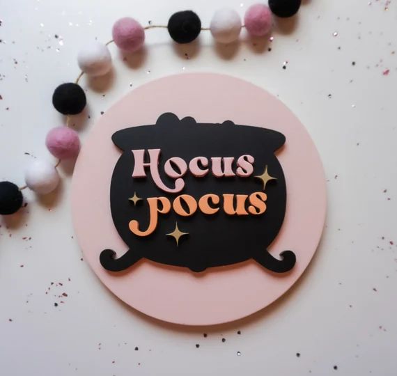 Hocus Pocus  Halloween Decor  Hey Boo  Pink Halloween  - Etsy | Etsy (US)
