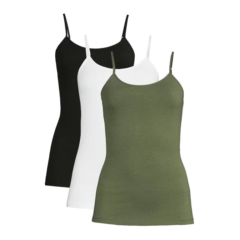 Time and Tru Women's Cami Tank Top, 3-Pack | Walmart (US)