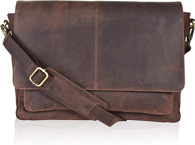 Oak Leathers Leather Messenger Bag for Men and Women - Laptop Briefcase Bag For College, Office, ... | Amazon (US)