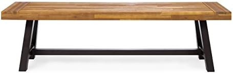 Christopher Knight Home Carlisle Outdoor Acacia Wood and Rustic Metal Bench, Sandblack Finish / R... | Amazon (US)