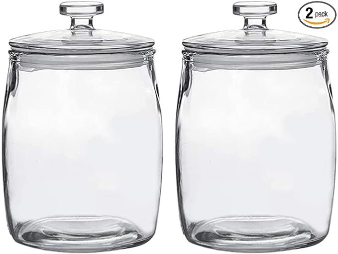 Glass Canisters for Kitchen Storage, 1/2 Gallon Glass Jars with Lid for Flour, Sugar, Set of 2 Wi... | Amazon (US)