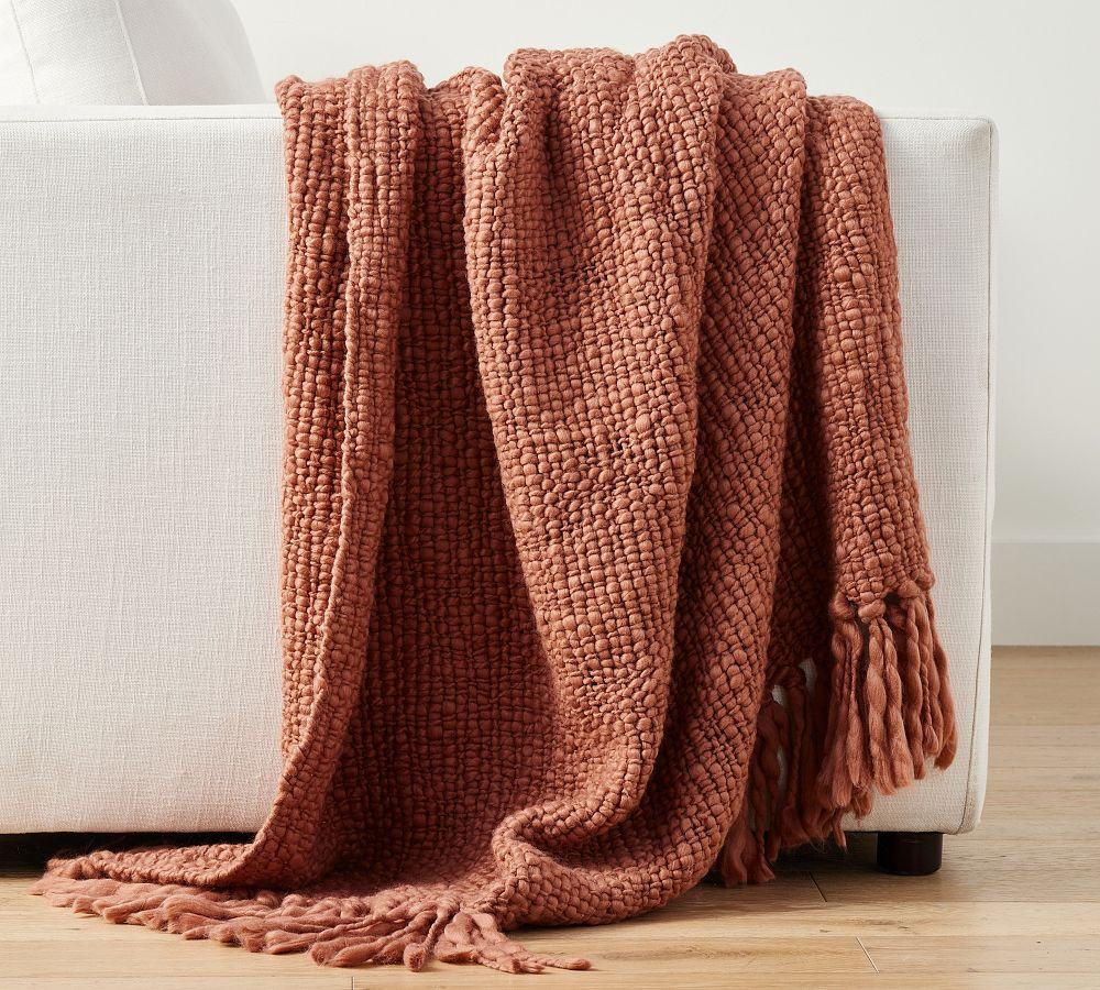 Textured Basketweave Knit Throw | Pottery Barn (US)