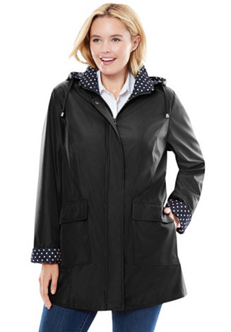 Plus Size Dot Trim Raincoat | Macy's